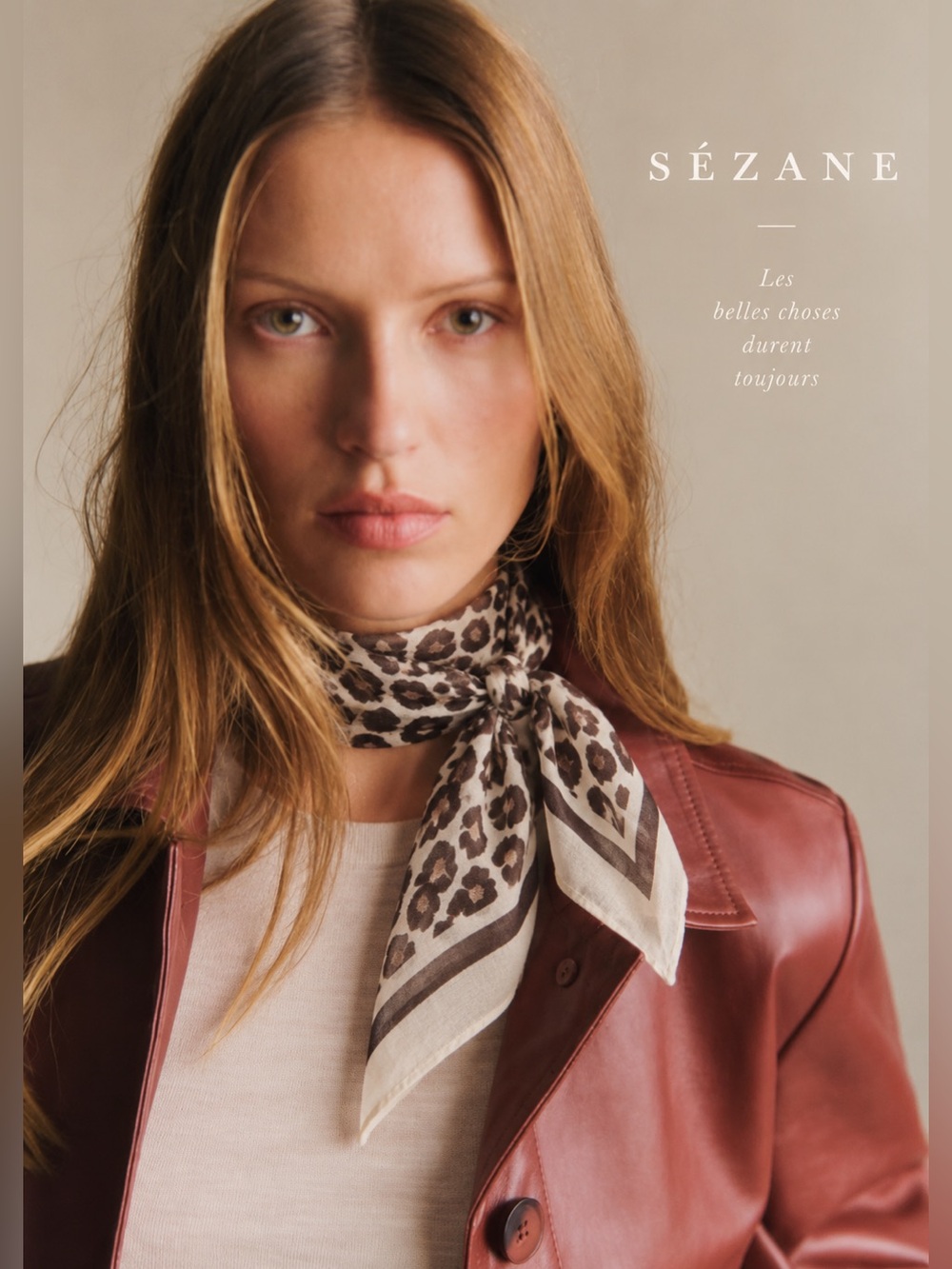 Sézane Leopard Print Cotton Scarf
